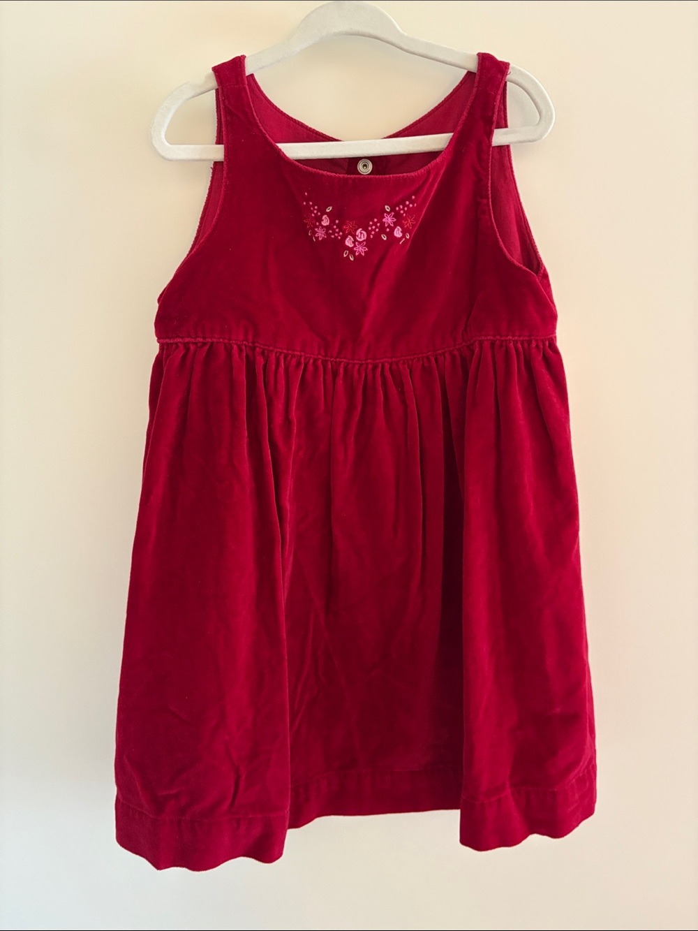 Vintage Style Girls Red Velvet Sleeveless Dress